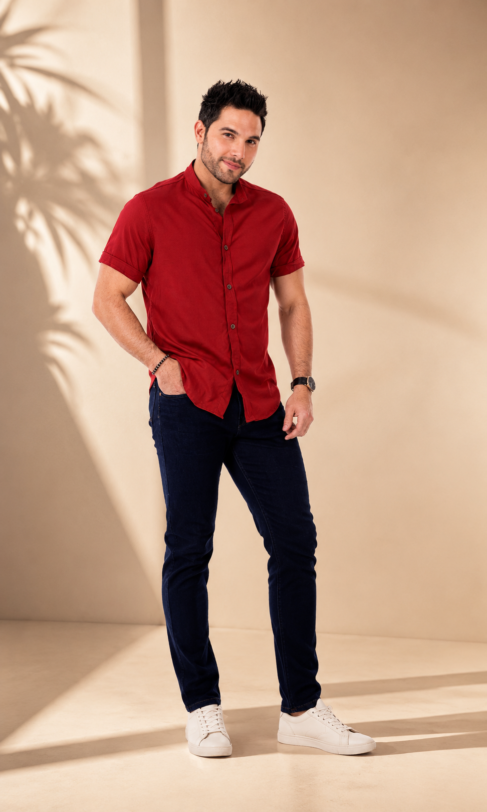 Camisa Manga Corta Neru En Tela Seda Fría
