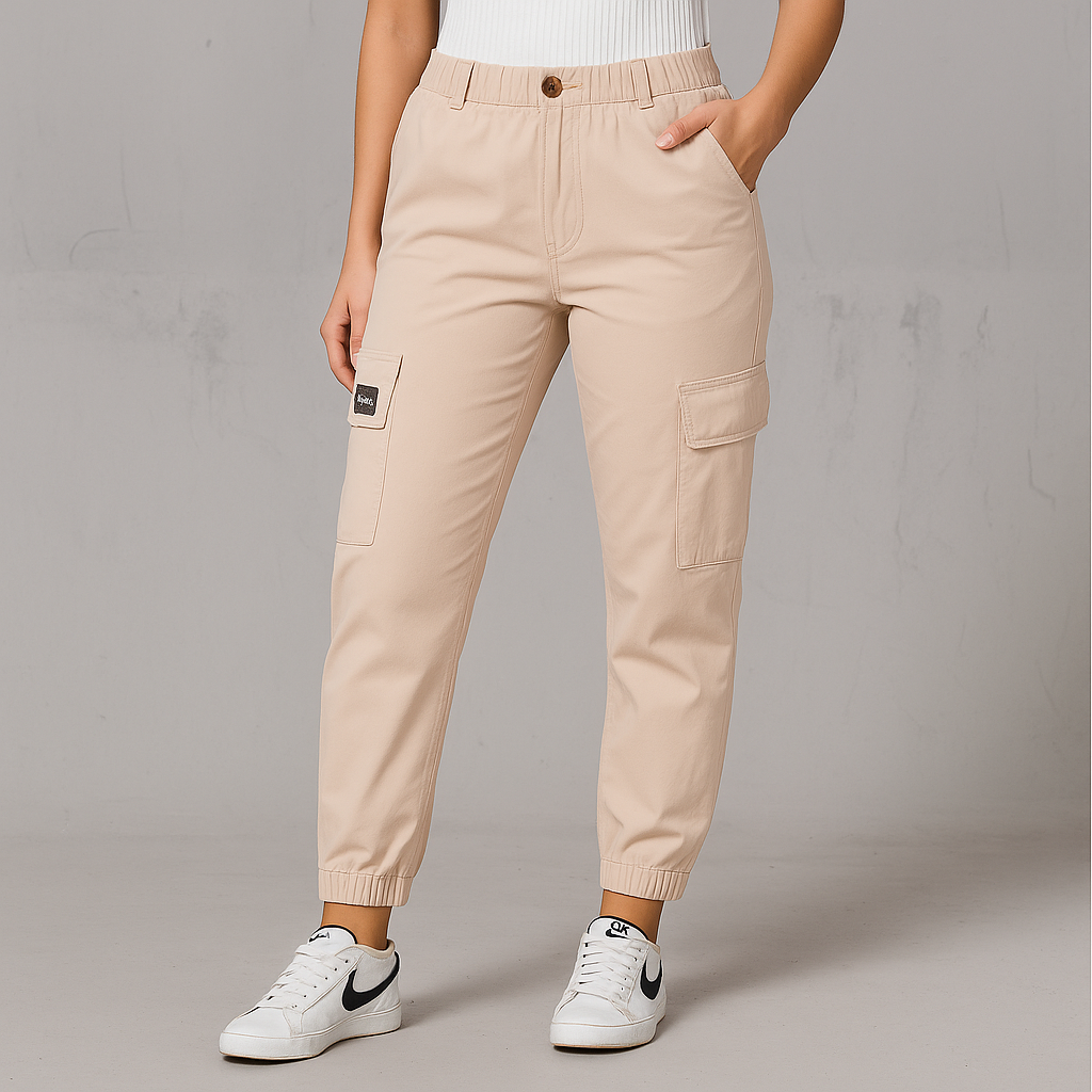 Pantalón Jogger Cargo Beige Mujer