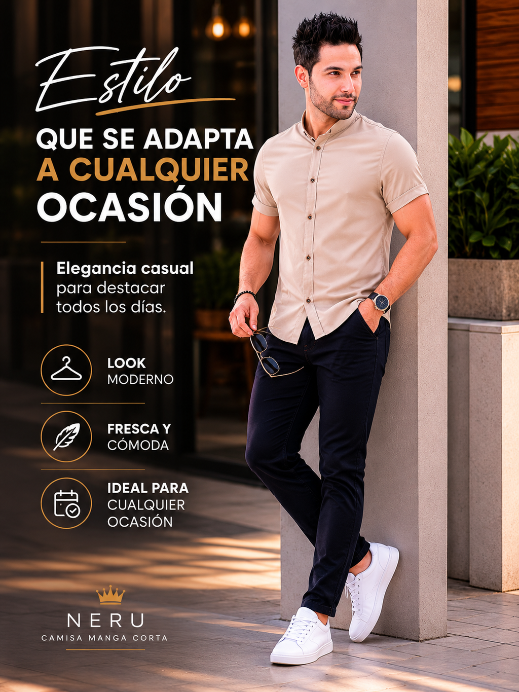 Camisa Manga Corta Neru En Tela Seda Fría