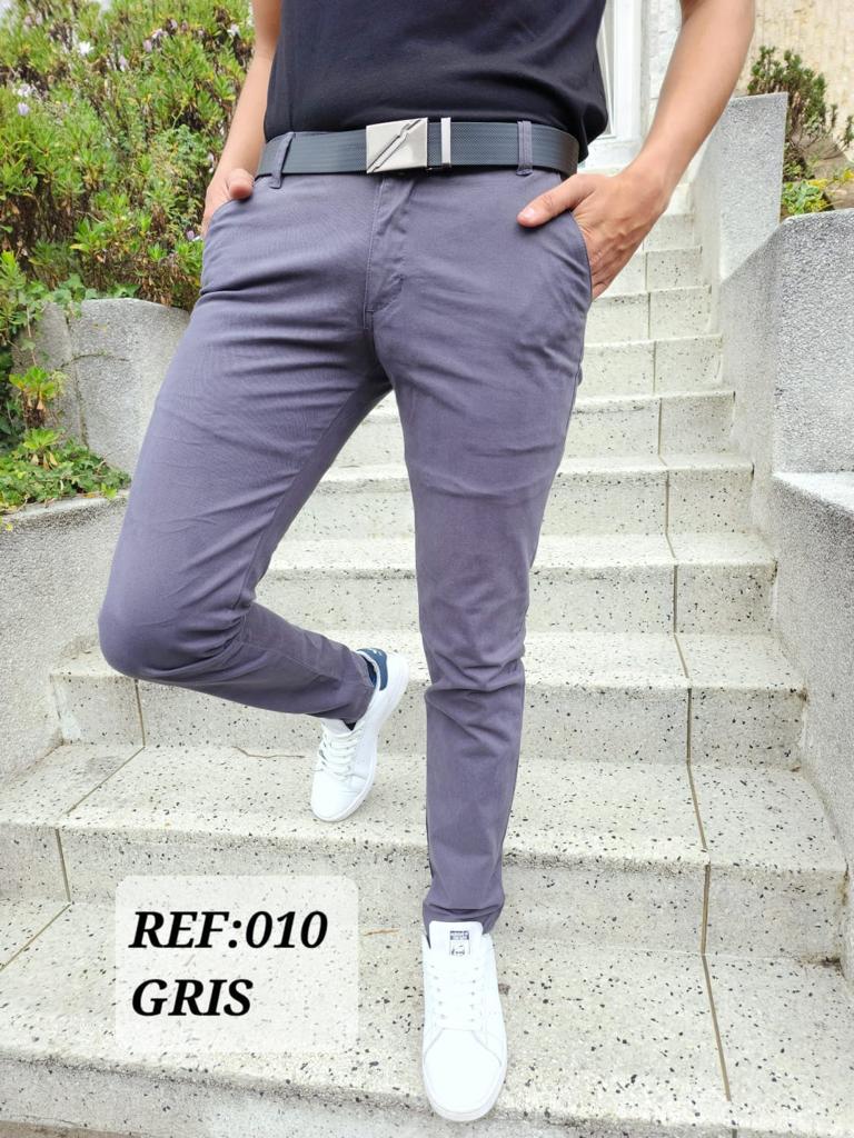 Pantalón de Drill Premium para Hombre Slim Fit color gris de Moda Mox